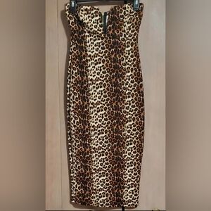 Charlotte Russe Strapless Animal Print Stretch Pencil Dress Size L